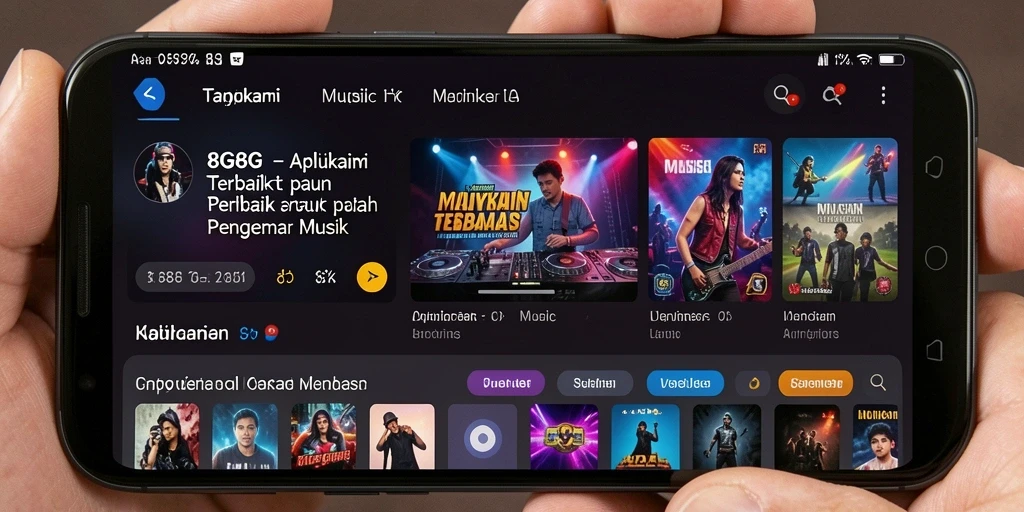 Tampilan gameplay interaktif 8G8G dengan nuansa musik yang kental.