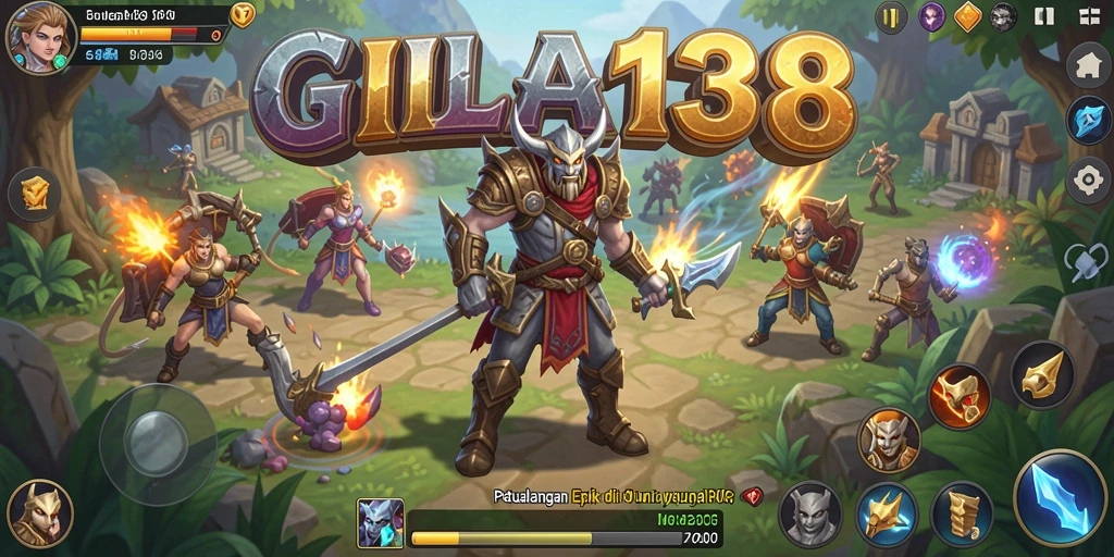 Screenshot GILA138 menampilkan pertarungan seru dalam petualangan RPG.