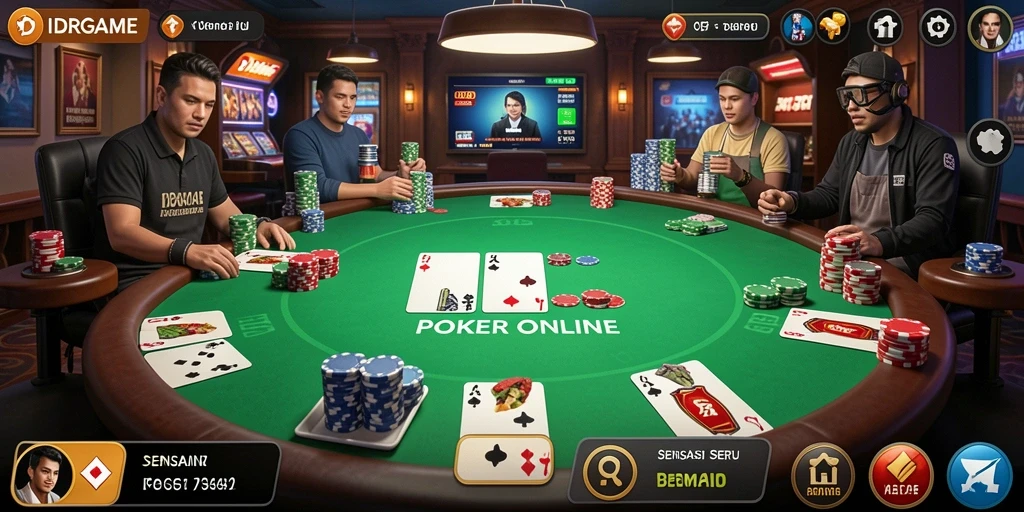 Tangkapan layar IDRGAME menampilkan pemain bersaing dalam permainan Poker yang seru.