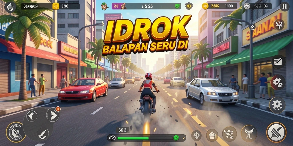 Tampilan gameplay menegangkan dalam balapan IDROK yang seru.