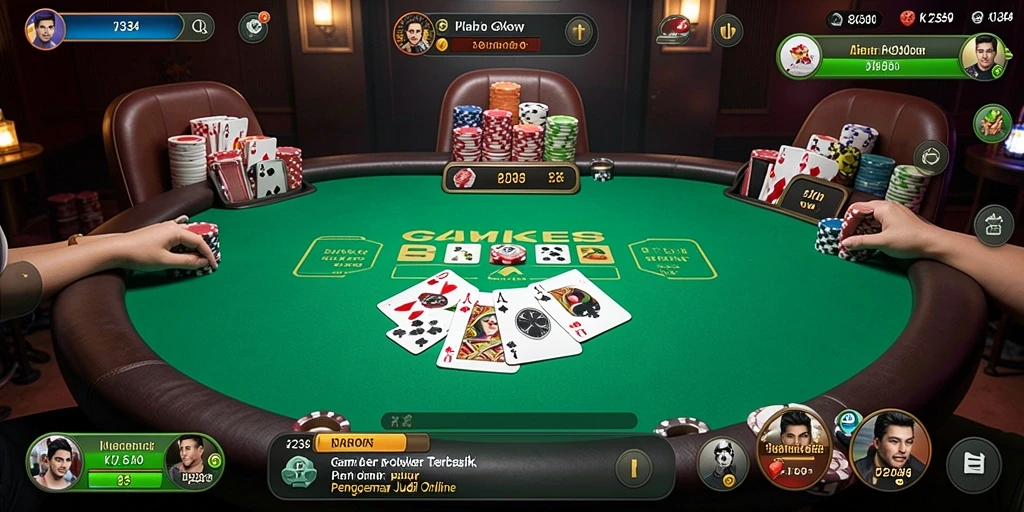 Menampilkan gameplay poker dari aplikasi K234 yang seru dan interaktif.