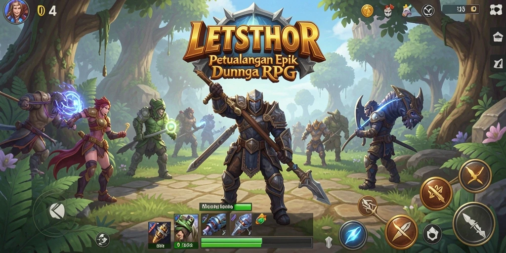 Screenshot utama menunjukkan pertarungan epik dalam LETSTHOR.
