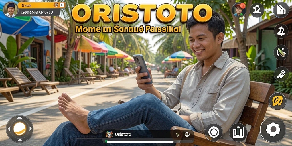 Screenshot ORISTOTO menampilkan gameplay seru dalam suasana menyenangkan.