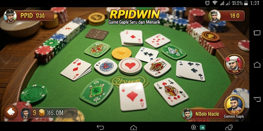 Screenshot RPIDWIN menampilkan suasana permainan Gaple yang seru dan interaktif.