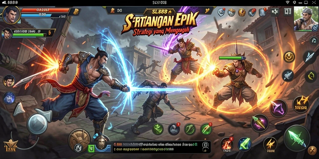 Screenshot gameplay SL888 menampilkan pertarungan heroik dan seru.
