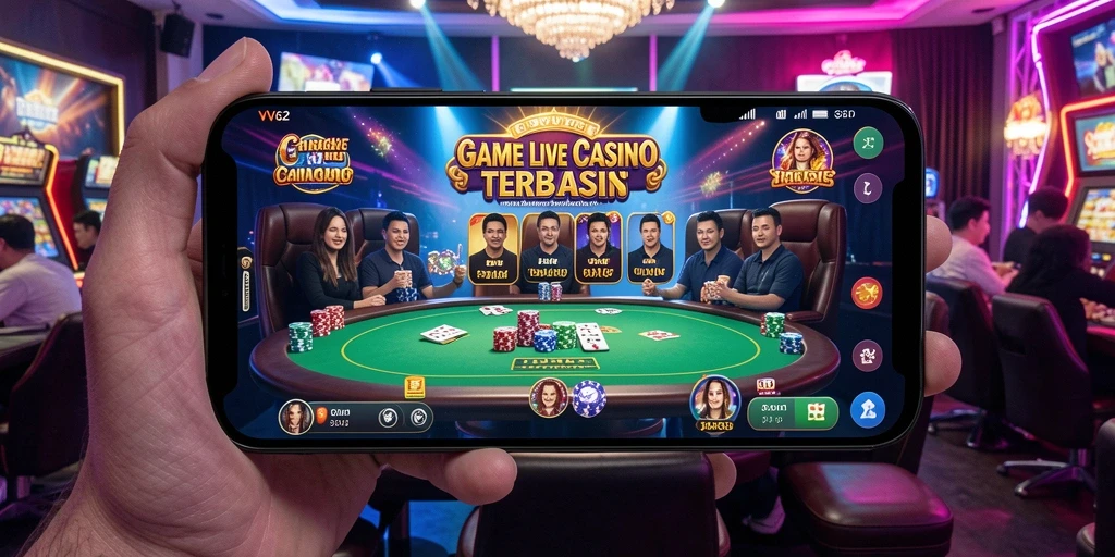 Screenshot gameplay VV62 yang menampilkan interaksi dealer dan pemain.